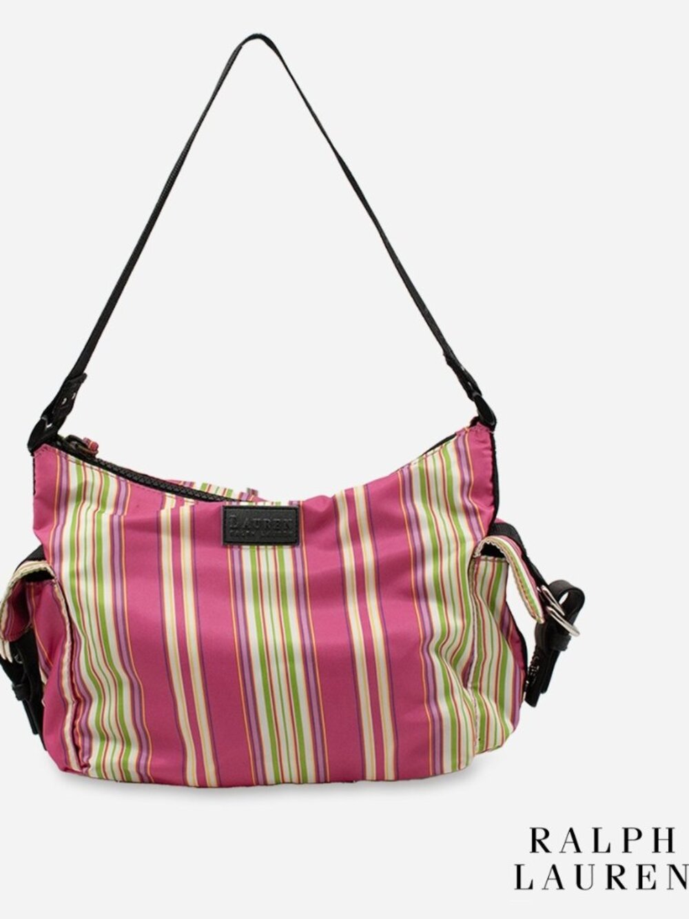Lauren Ralph Lauren Pink Multistripe Shoulder Bag
